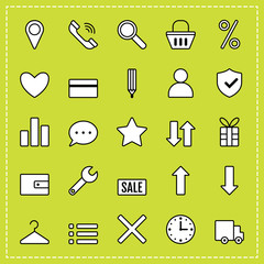 Icons e-Commerce. Flat objects, shopping symbols, elements for marketing