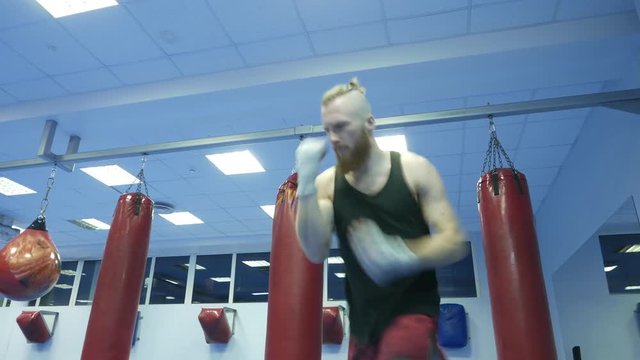 Fighter shadowboxing at gym