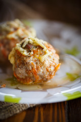 steamed meatballs tangled meat with carrots