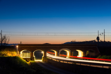 Fototapeta na wymiar Old train overpass in maremma, tuscany