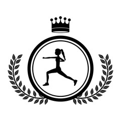 Girl doing excercise icon. Healthy lifestyle fitness gym and bodybuilding theme. Isolated design. Vector illustration