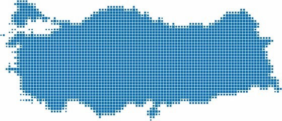 Fototapeta na wymiar Blue square shape Turkey map on white background,
