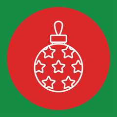 bauble ball toy christmas xmas line white icon in red circle