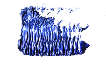 Blue color Mascara brush stroke on withe