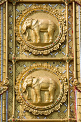Elephant, Wood Carving Art, The Celebrations on the Auspicious O