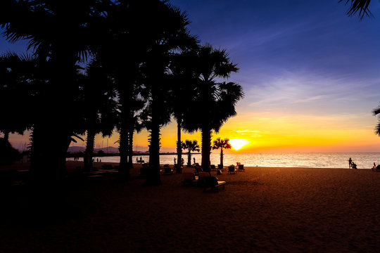 Beautiful Sunset at Pattaya Beach Thailand.