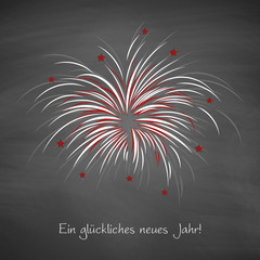Feuerwerk auf Schiefertafel | Happy New Year