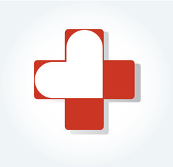 heart in cross medical hospital icon design  