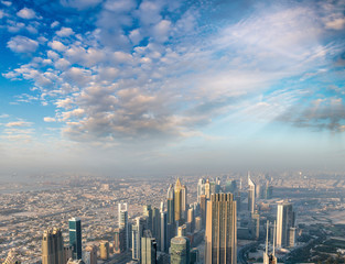 Aerial view of Downtown Dubai buildings