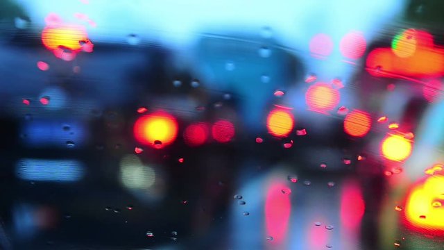 Blurred windows in the rain