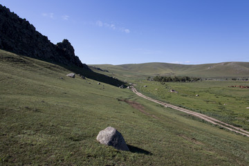 Straße durch die Mongolei