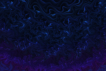 Abstract glowing waves on black background. Fractal texture in dark blue colors. Fantasy design for wallpapers or posters. Digital art. 3D rendering. - obrazy, fototapety, plakaty