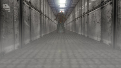 3d corridor and zombie