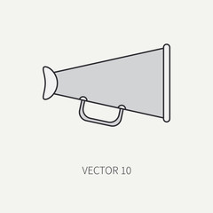 Line flat color vector icon elements of filmmaking and multimedia - loudspeaker. Cartoon style. Cinema. Vector illustration and element for your design and wallpaper. Collection. Director. Movie.