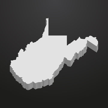 West Virginia State map in gray on a black background 3d