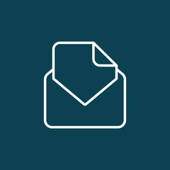 envelope email postcard card letter thin line outline white on dark blue background