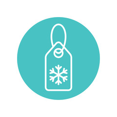 price tag season winter sale label with snowflake line white icon in blue circle