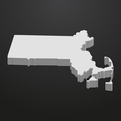 Massachusetts State map in gray on a black background 3d