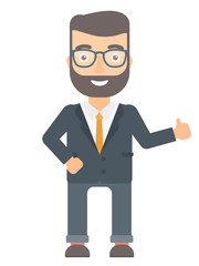 Businessman giving thumb up vector illustration.