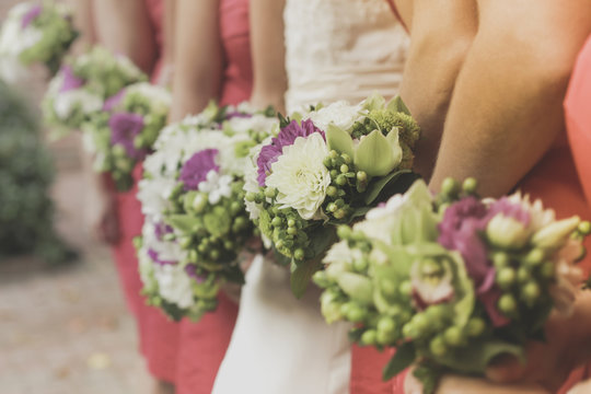 Bride and Bridesmaids' Bouquet Flowers