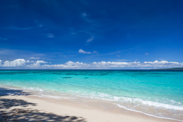 Fototapeta na wymiar Tropical landscape with turquoise sea and white sandy beach