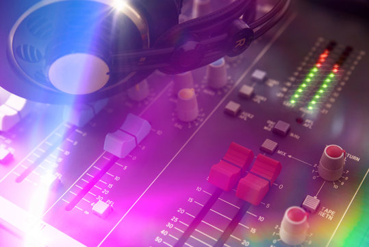 Close up sound mixer dj elevated view
