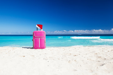 Santa hat on baggage, Christmas vacation