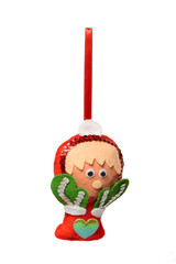 textile Christmas tree toys isolated on white background