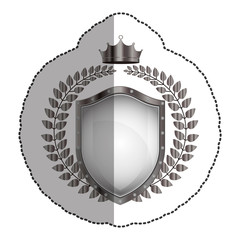Obraz premium label with wreath and crown icon. Banner product decoration and emblem theme. Isolated design. Vector illustration