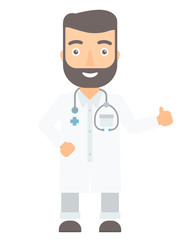 Doctor giving thumbs up vector illustration.