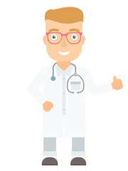 Doctor giving thumbs up vector illustration.