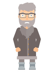 Embarrassed hipster north man vector illustration.