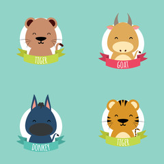 Fototapeta premium Cute Cartoon animals