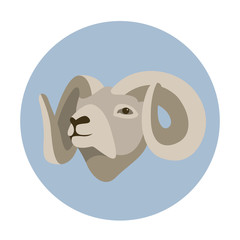 ram head vector illustration style Flat