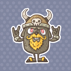 cartoon creature with a helmet with horns
