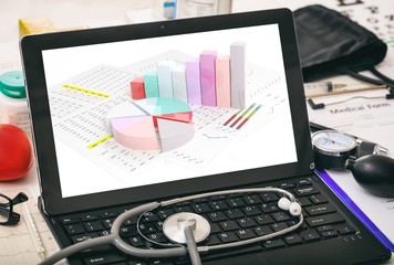 Data analysis on a doctor's computer screen