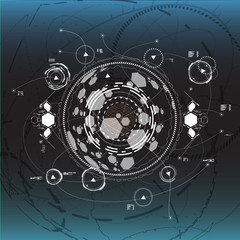 Obraz premium set of black and white infographic elements. Head-up display elements for the web and app. Futuristic user interface. Virtual graphic.