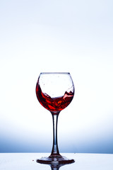 Wine splashing in glass