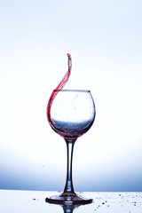 Wine splashing in glass