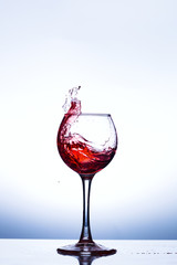 Wine splashing in glass