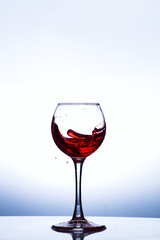 Wine splashing in glass