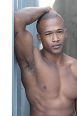 Shirtless sexy attractive fit man with 