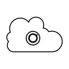 Cloud computing and padlock icon. Storage and technology theme. Isolated design. Vector illustration