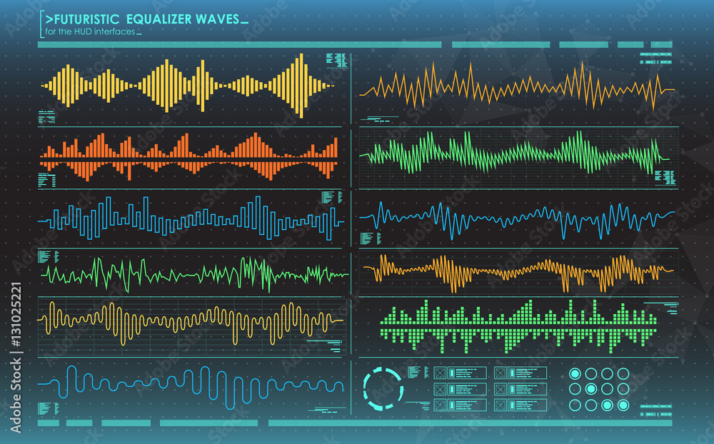 Poster futuristic equalizer waves for the hud interfaces