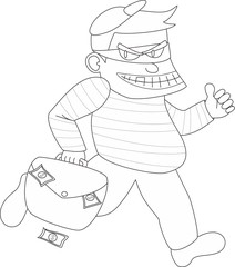 A robber bring a bag of money (vector, no color)
Available in .ai file