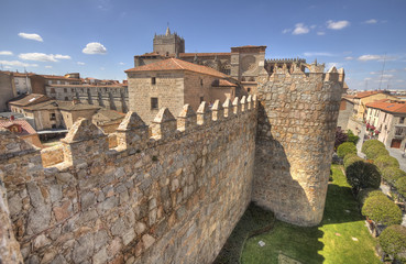 Fototapeta na wymiar Ancient city walls and cathedral of Avila, Spain