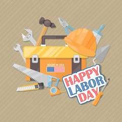 Happy Labor day american. Flat illustration