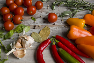 Vegetables on the grey background