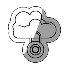 Cloud computing and padlock icon. Storage and technology theme. Isolated design. Vector illustration