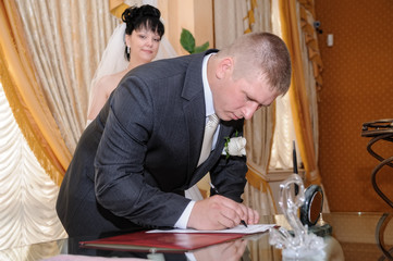 Solemn registration of marriage in the Tyumen Wedding Palace. Russia
